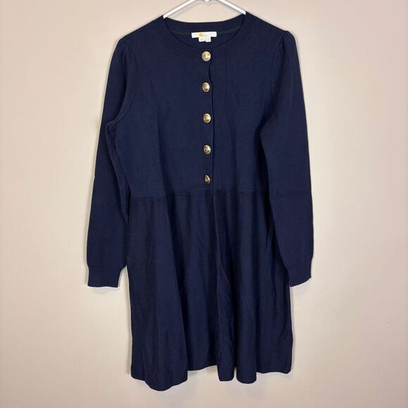 Boden Dresses & Skirts - Boden Navy Blue Henley Button Long Sleeve Wool Sweater Dress US 10